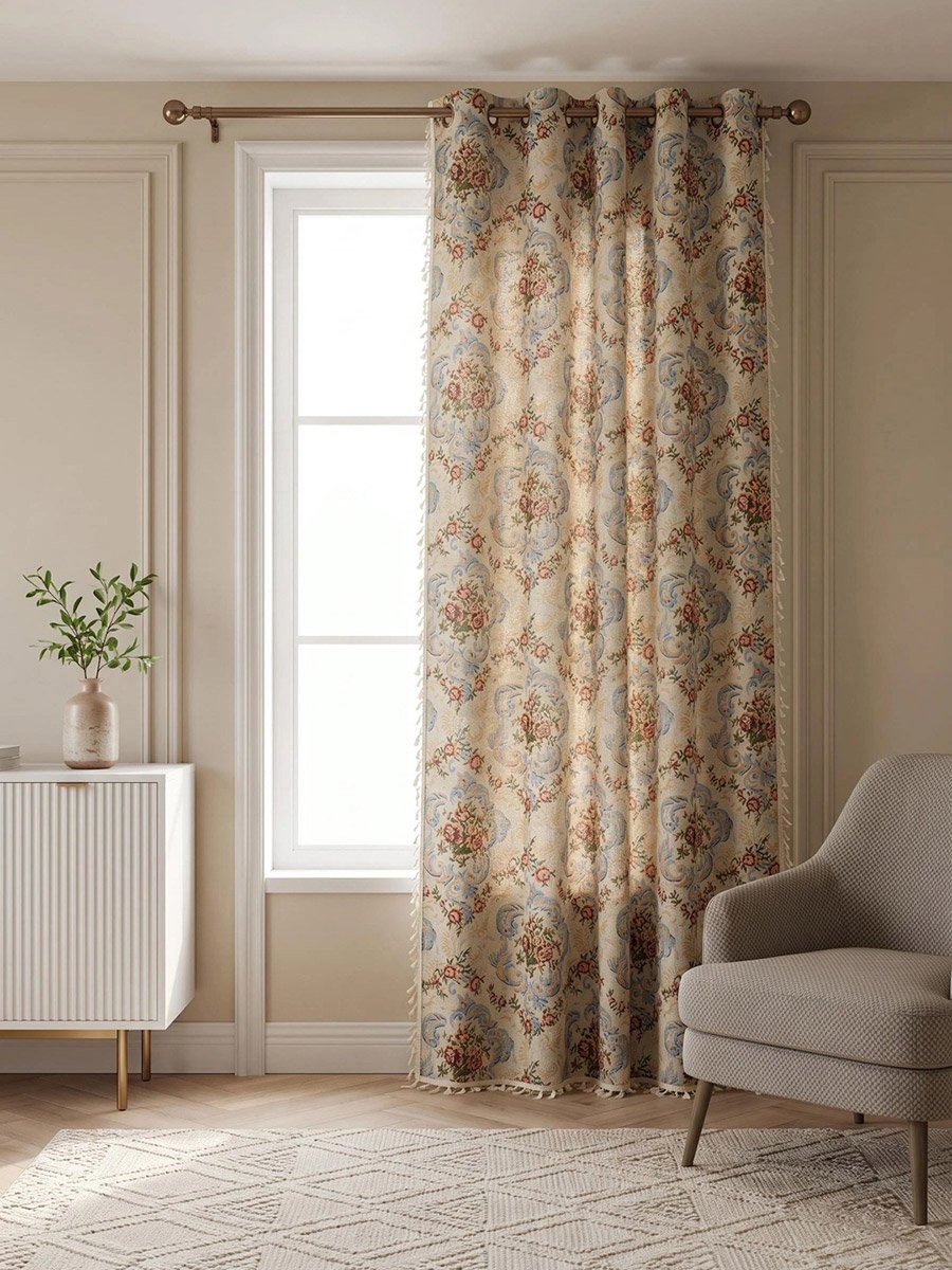 Floral Print Non Black-Out Curtains, 150x240cm