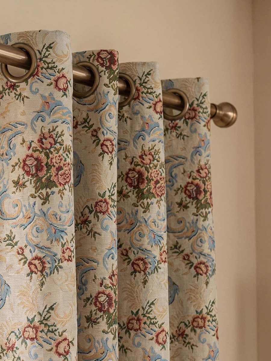 Floral Print Non Black-Out Curtains, 150x240cm