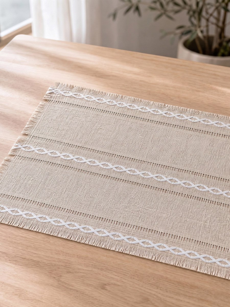 مفرش طاولة بحواف منسولة 4 قطع، 33x45 سم