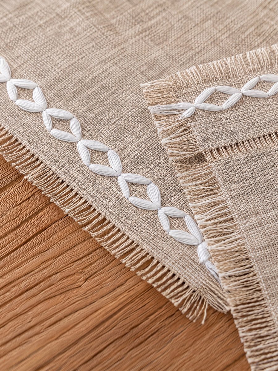 مفرش طاولة بحواف منسولة 4 قطع، 33x45 سم