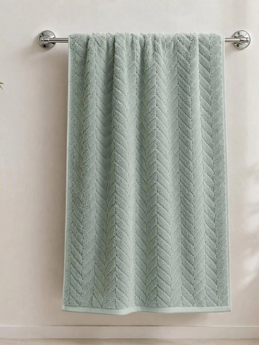 Pack of 2 - Textured Bath Towels, Green - - 35x75cm, 70x140cm
