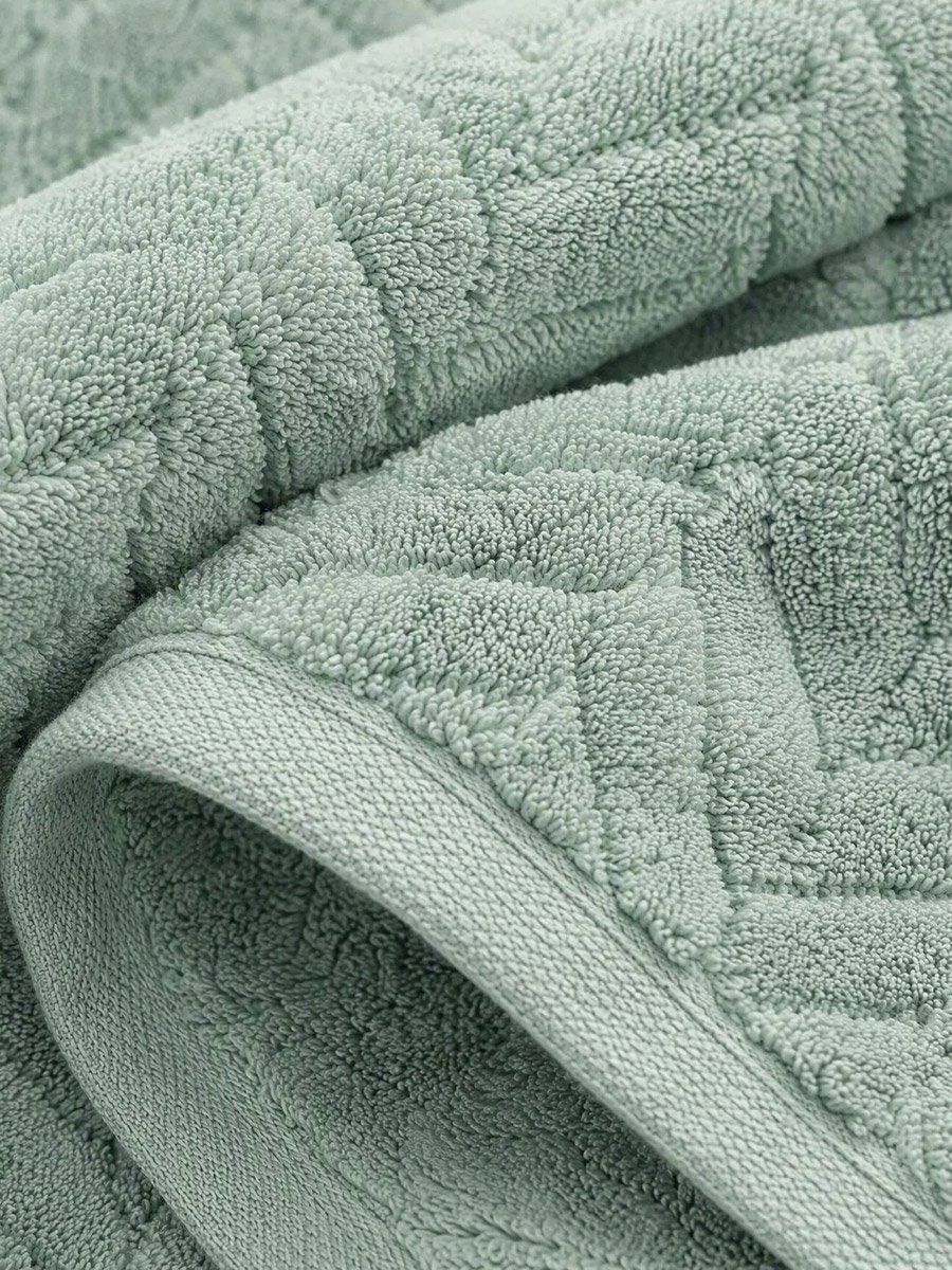 Pack of 2 - Textured Bath Towels, Green - - 35x75cm, 70x140cm