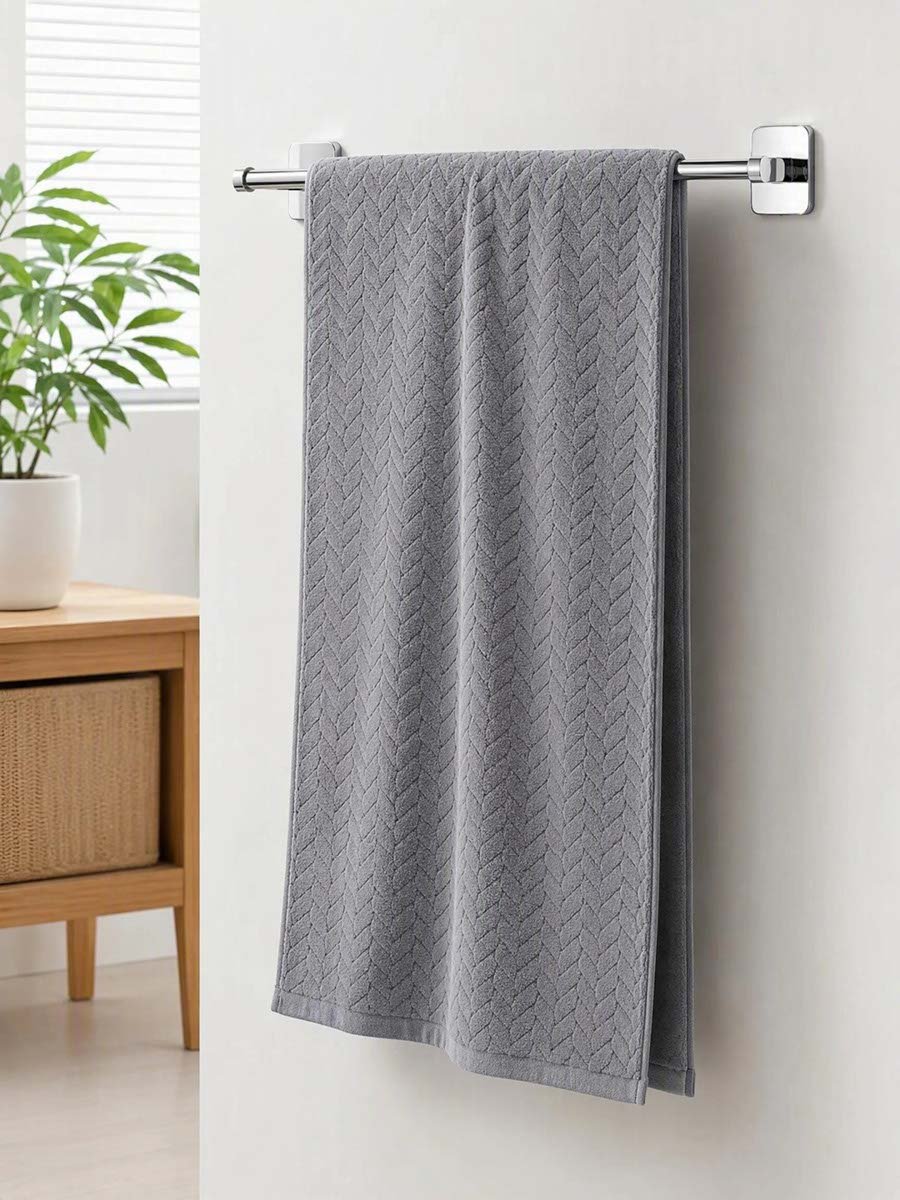 Pack of 2 - Textured Bath Towels, Grey - 35x75cm, 70x140cm