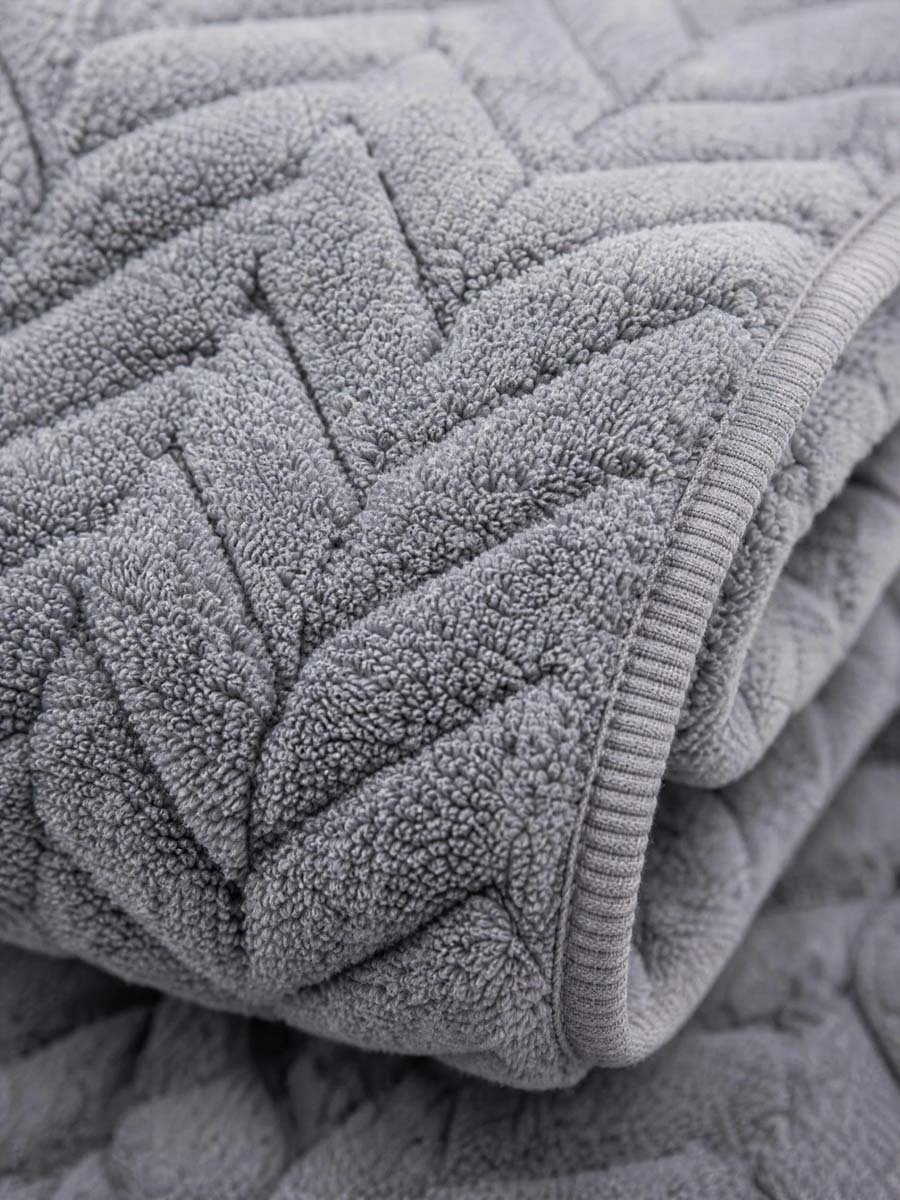 Pack of 2 - Textured Bath Towels, Grey - 35x75cm, 70x140cm