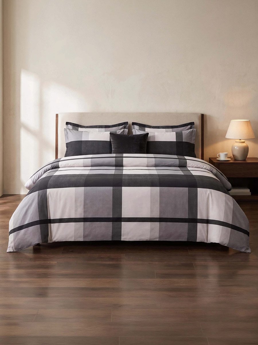 4-Piece Quilt Cover Comforter Set - Charcoal, 180x220cm