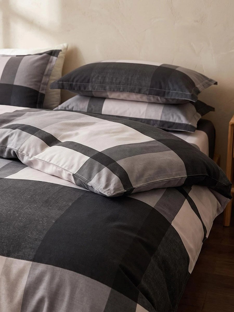 4-Piece Quilt Cover Comforter Set - Charcoal, 180x220cm