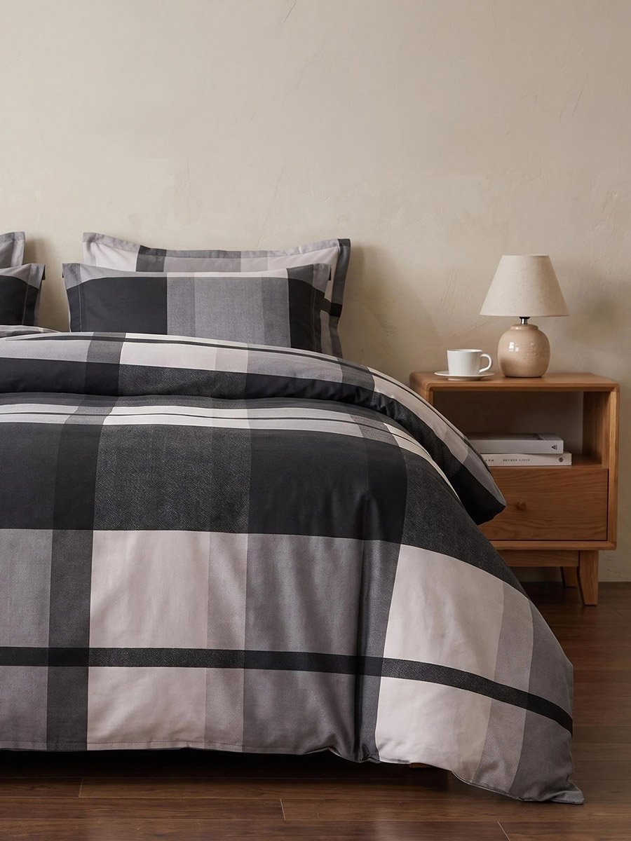 4-Piece Quilt Cover Comforter Set - Charcoal, 180x220cm