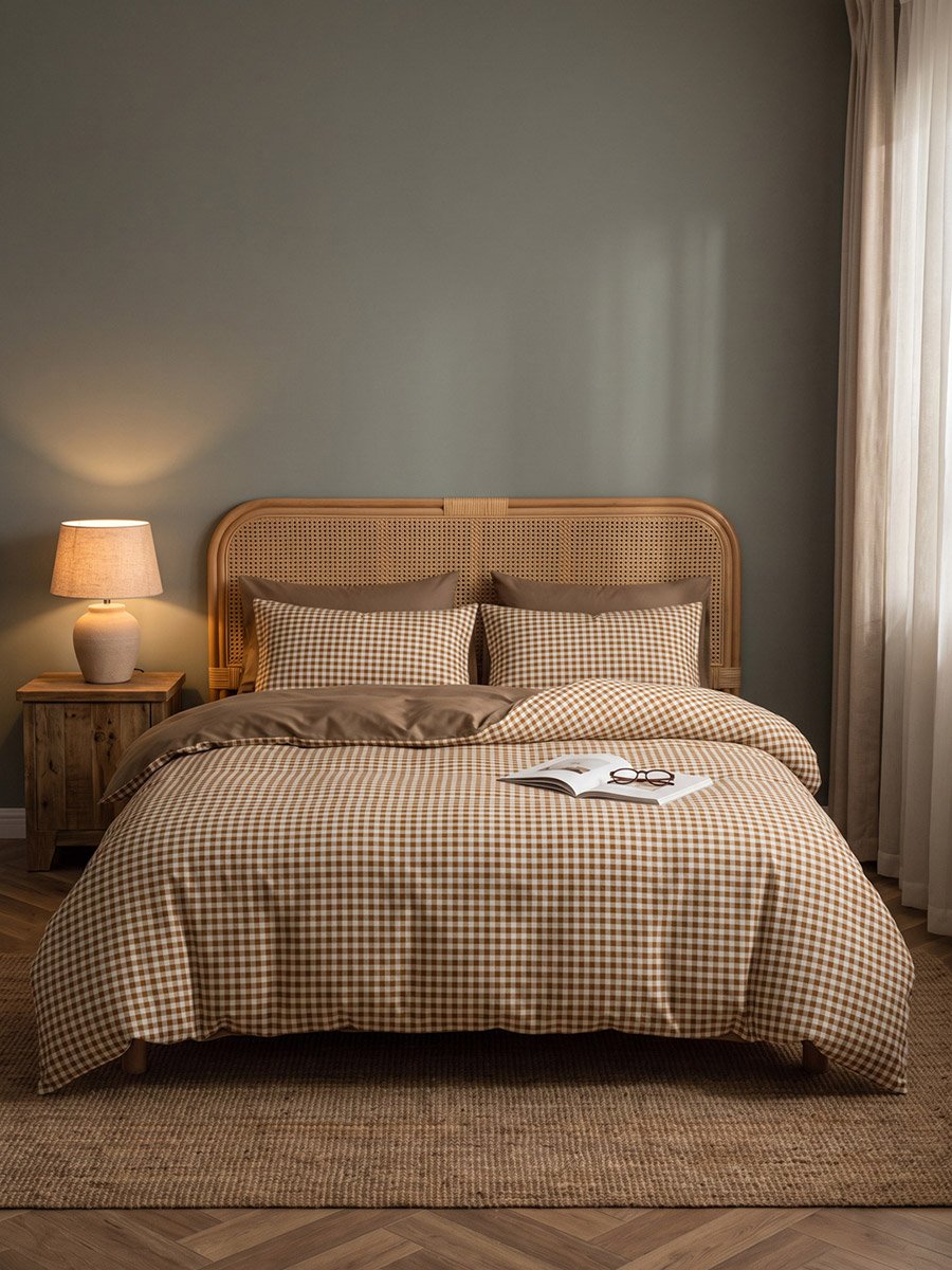 4-Piece Quilt Cover Comforter Set - Brown, 180x220cm