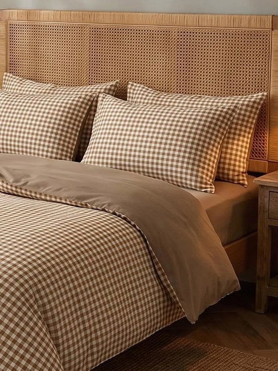 4-Piece Quilt Cover Comforter Set - Brown, 180x220cm