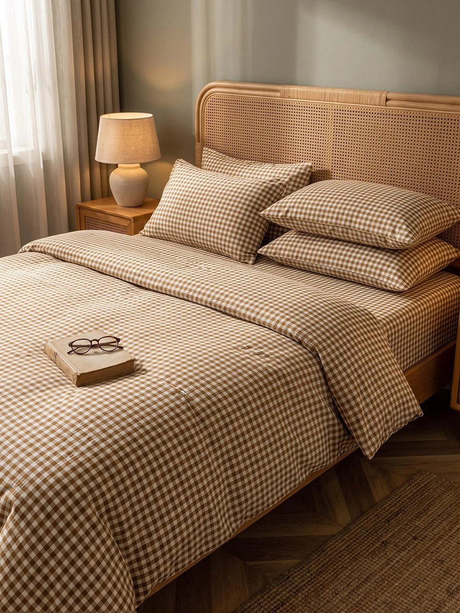 4-Piece Quilt Cover Comforter Set - Brown, 180x220cm