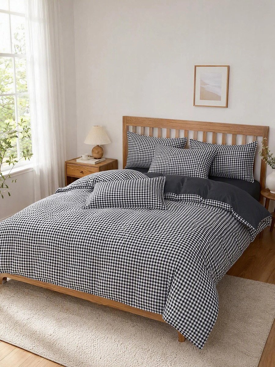 4-Piece Quilt Cover Comforter Set -Grey, 180x220cm
