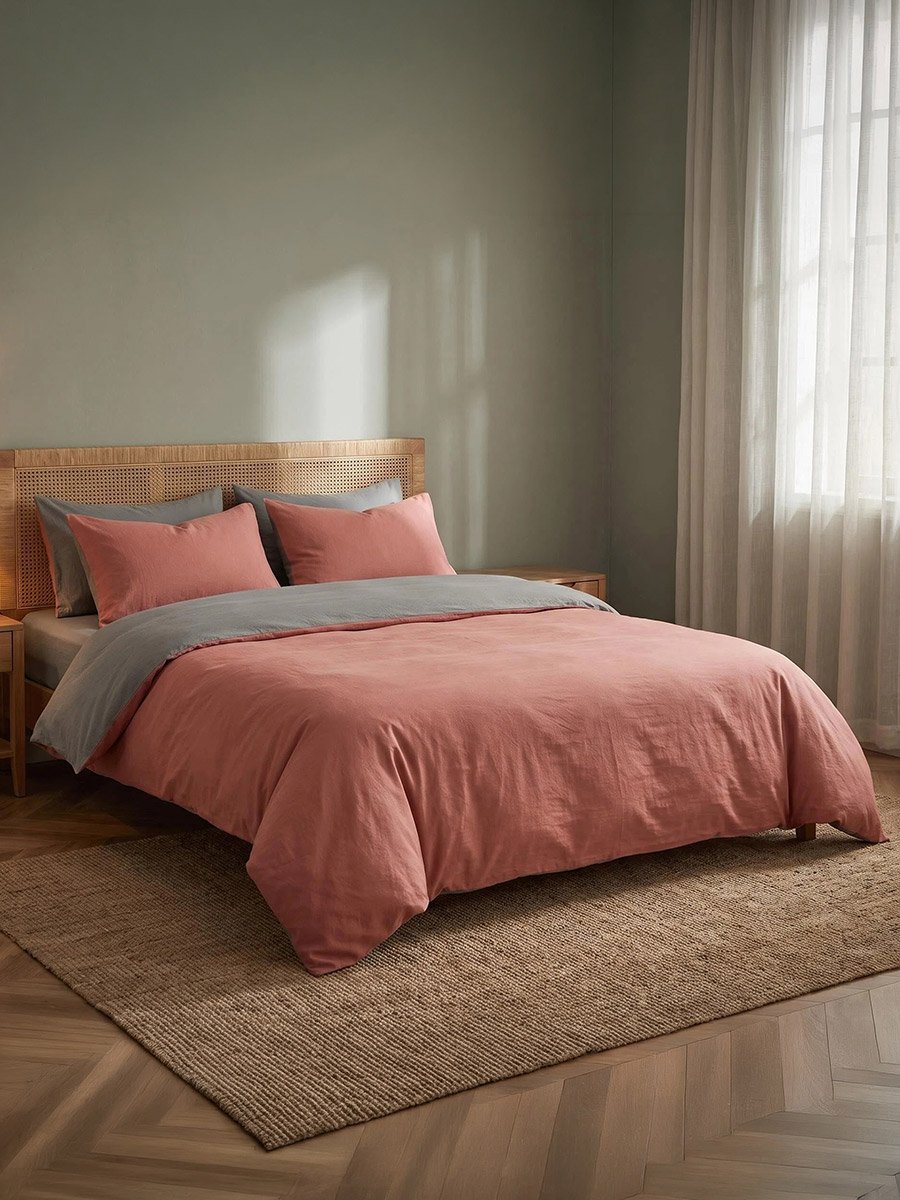 4-Piece Cotton Touch Comforter Set - Pink 180x220cm