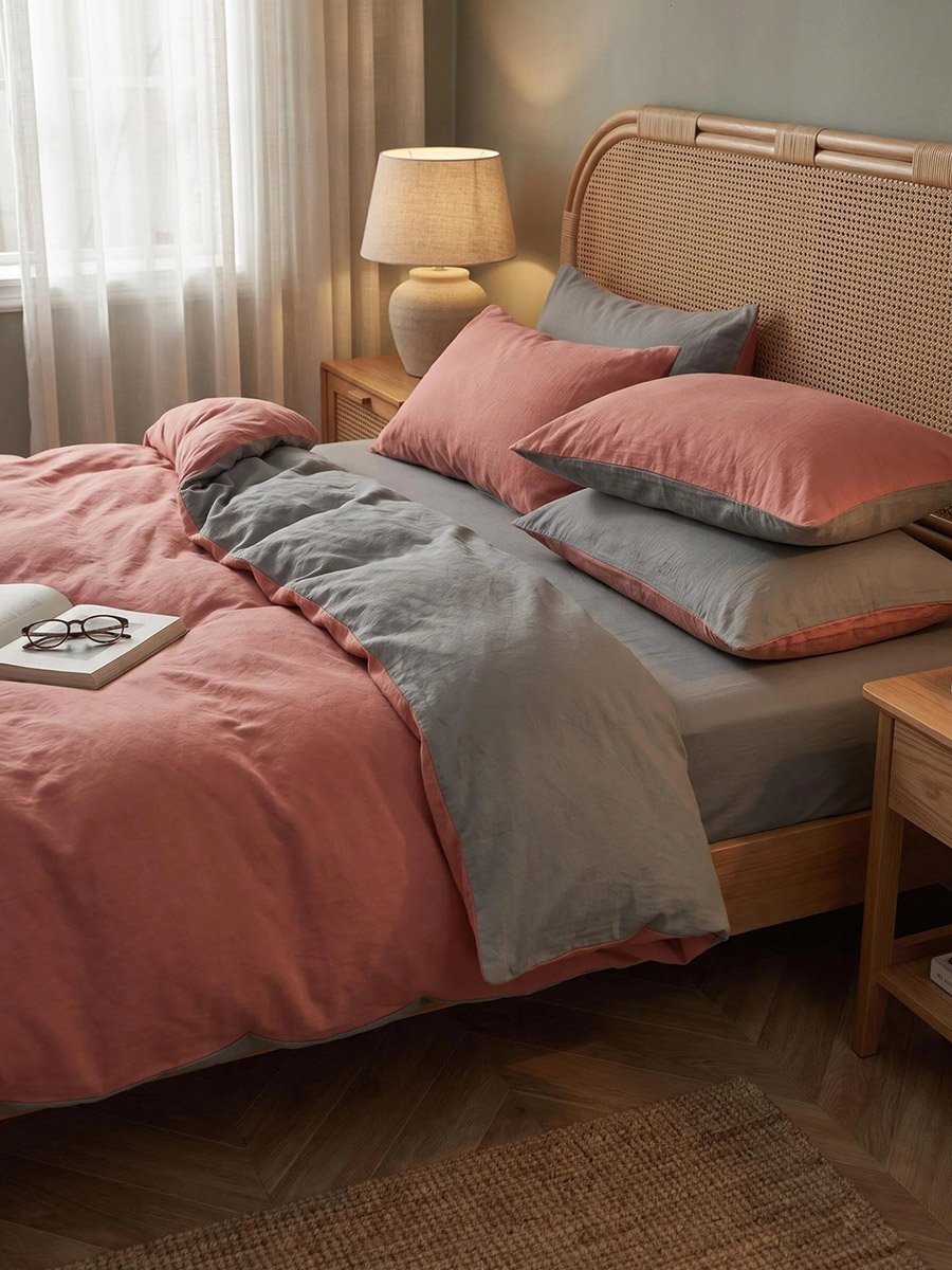 4-Piece Cotton Touch Comforter Set - Rust 180x220cm