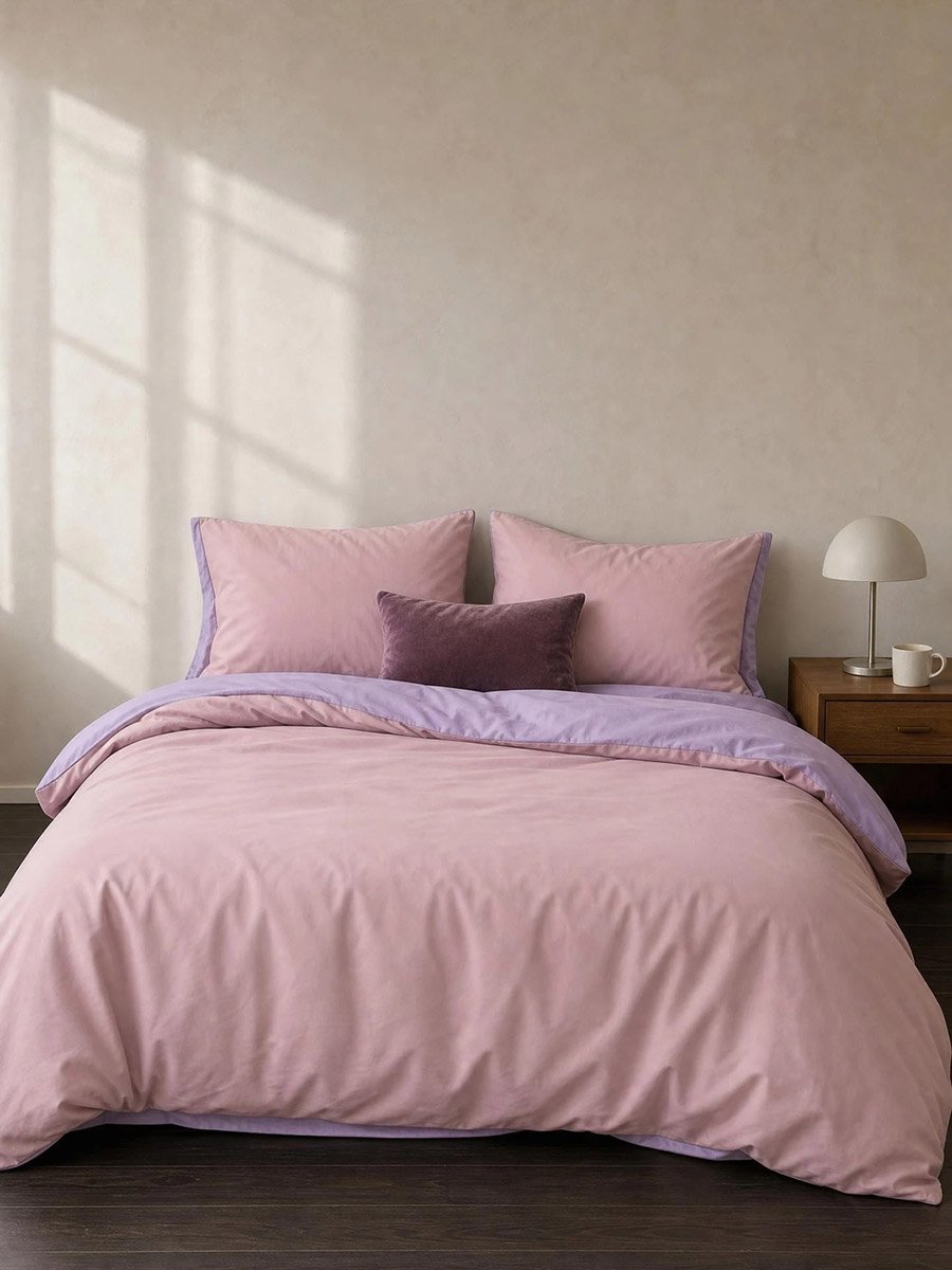 4-Piece Cotton Touch Comforter Set - Pink 180x220cm