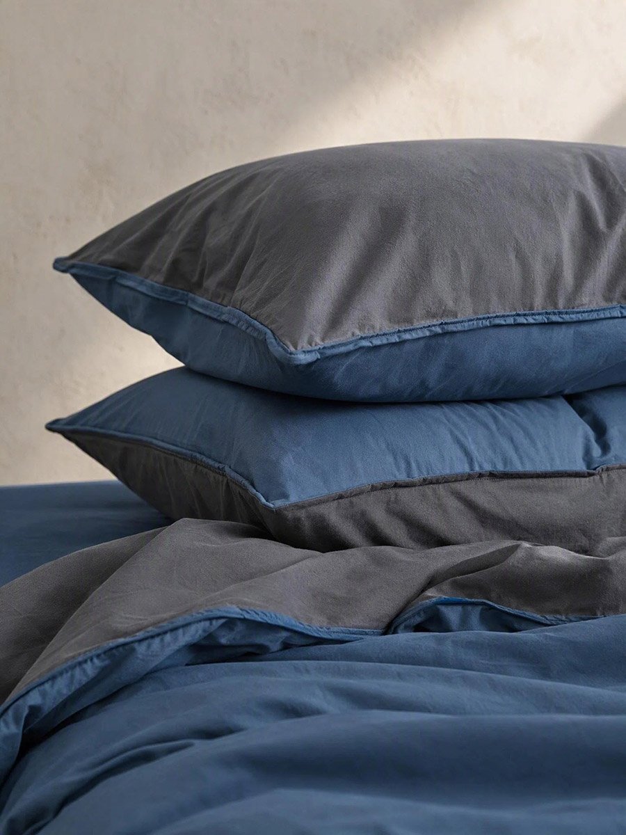 4-Piece Quilt Cover Set - Navy Blue, 180x220cm