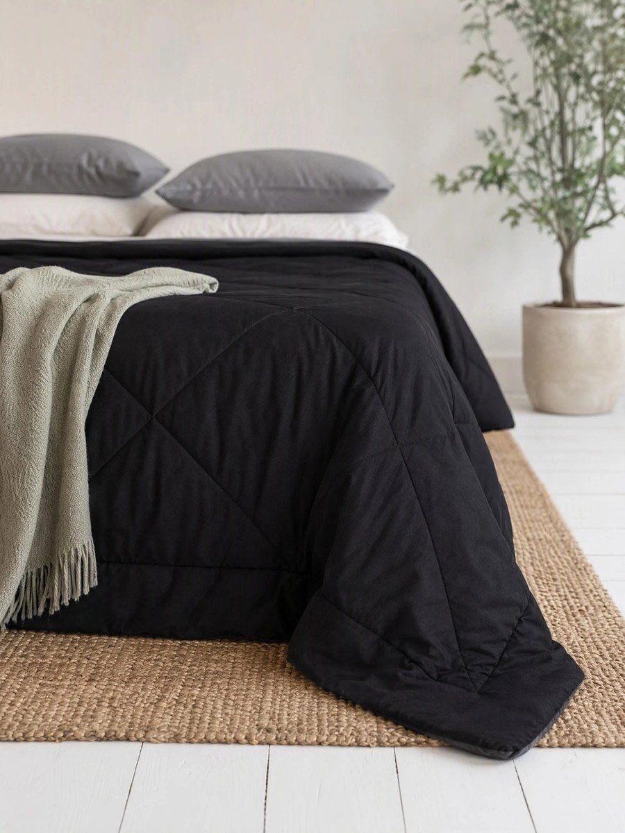 1-Piece Solid Comforter Black, 90X100 Inches