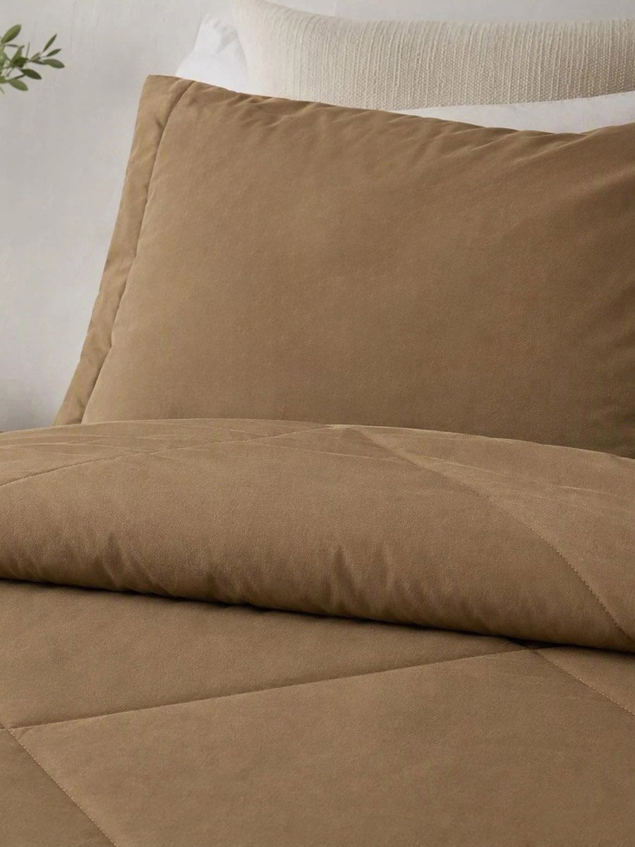 1-Piece Solid Comforter Beige, 90X100 Inches