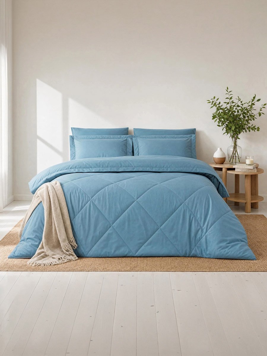 1-Piece Solid Comforter Light Blue, 90X100 Inches