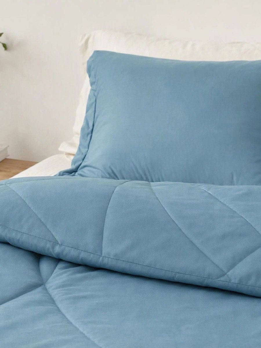 1-Piece Solid Comforter Light Blue, 90X100 Inches