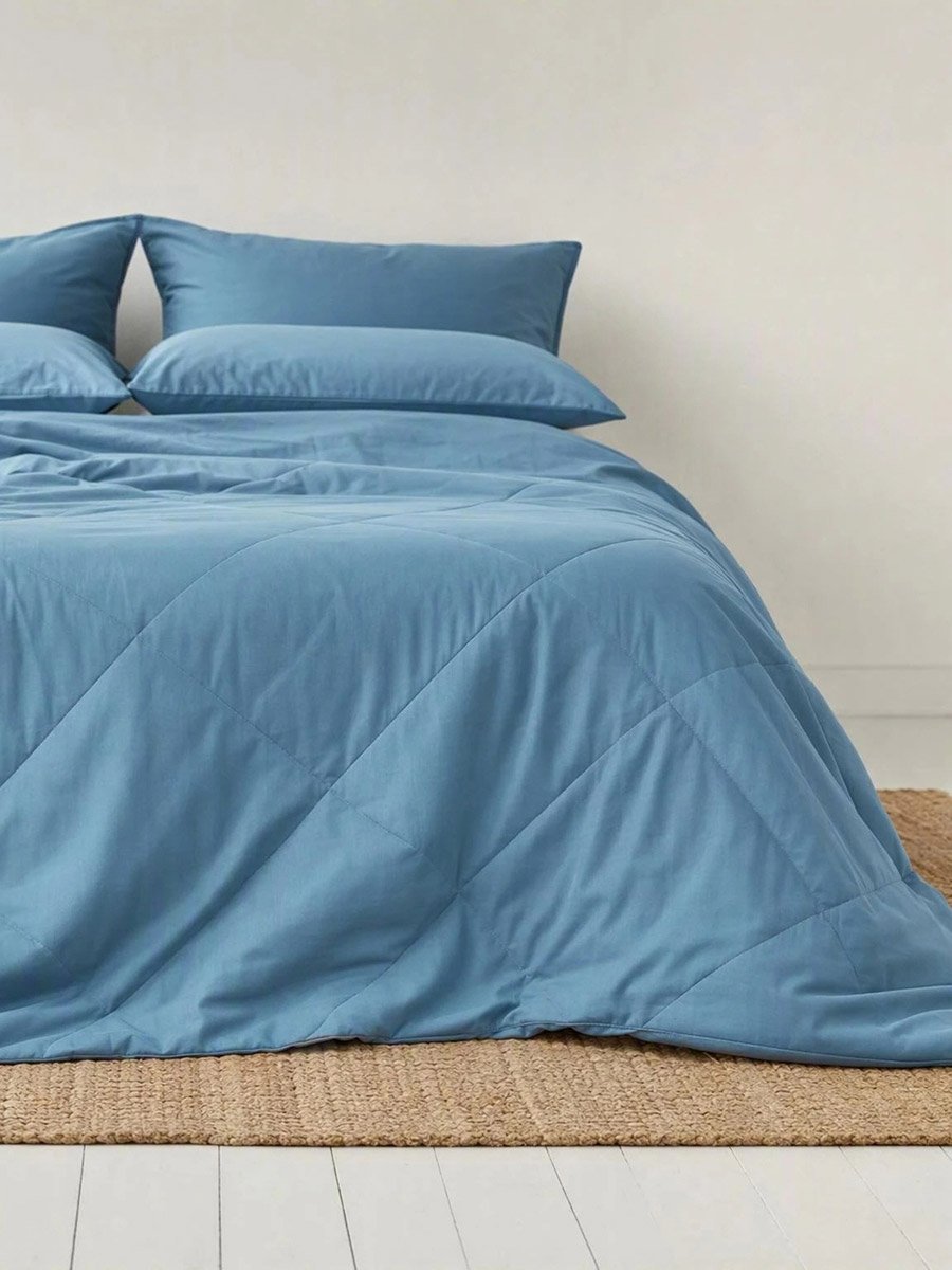 1-Piece Solid Comforter Light Blue, 90X100 Inches
