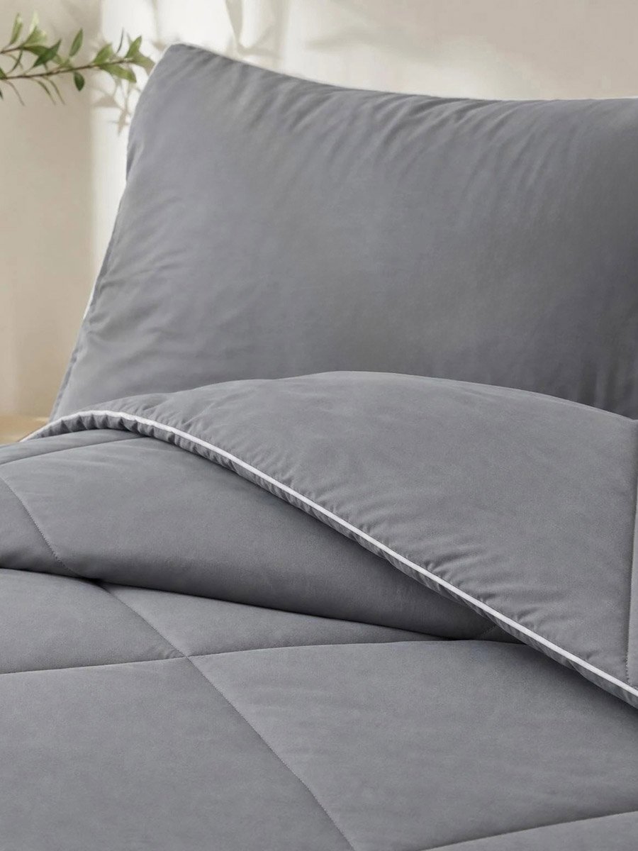 1-Piece Solid Comforter Grey, 90X100 Inches