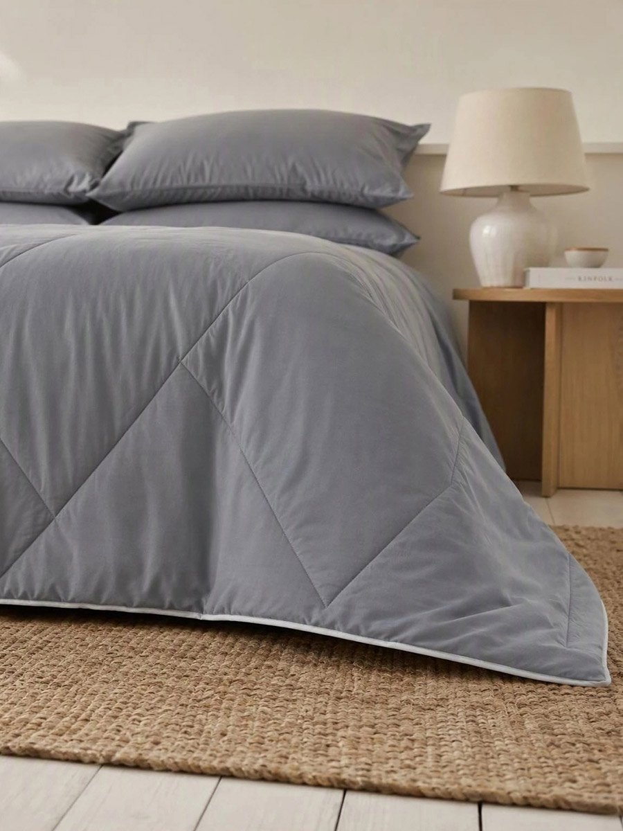 1-Piece Solid Comforter Grey, 90X100 Inches