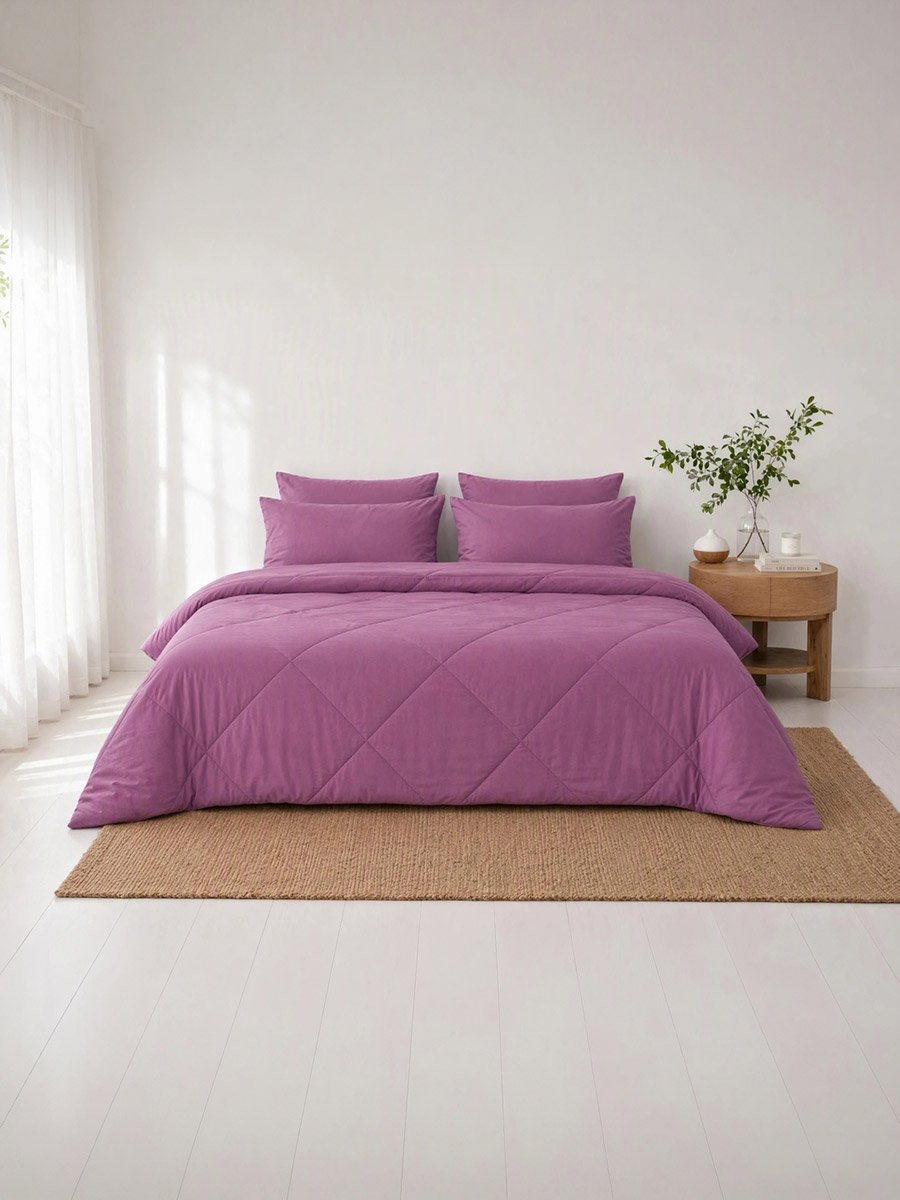 1-Piece Solid Comforter Lilac, 90X100 Inches