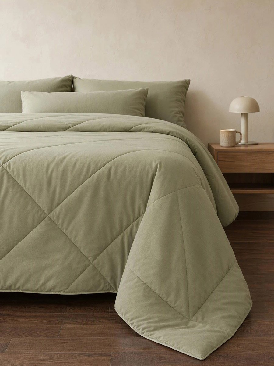 1-Piece Solid Comforter Olive, 90X100 Inches