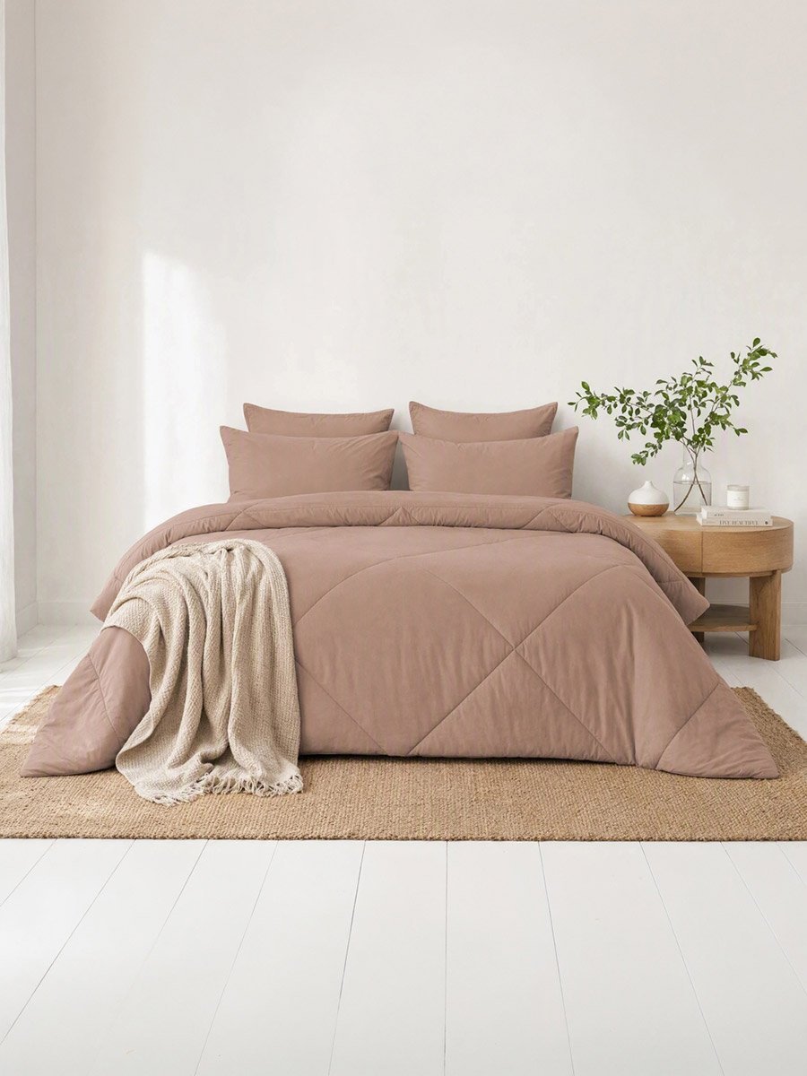 1-Piece Solid Comforter Light Pink, 90X100 Inches