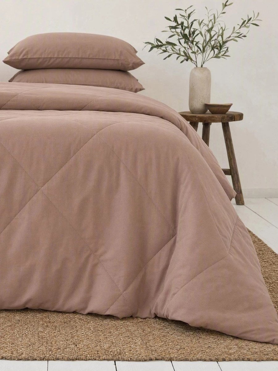 1-Piece Solid Comforter Light Pink, 90X100 Inches