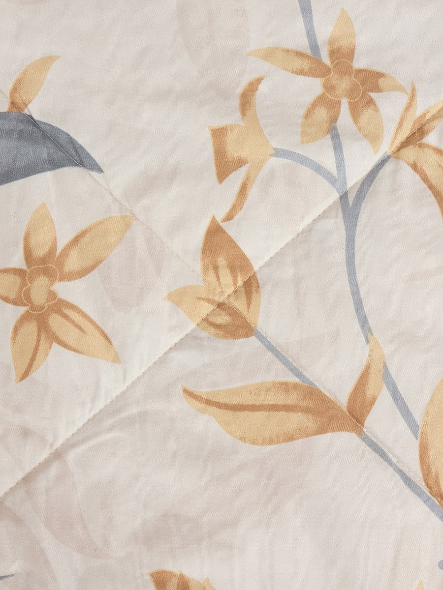 4-Piece Printed Comforter Set with Bedsheet and Pillow Covers, Cream