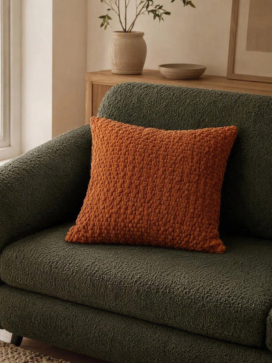 Textured Cushion Cover - 45x45cm, Rust
