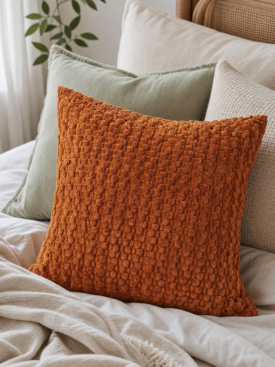 Textured Cushion Cover - 45x45cm, Rust