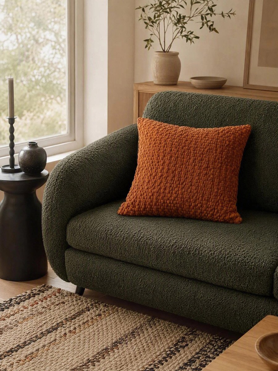 Textured Cushion Cover - 45x45cm, Rust