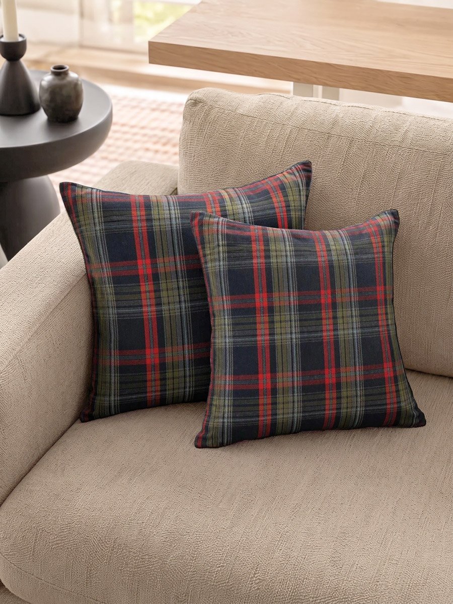 Pack of 2 - Plaid Cushion Cover, 45x45cm