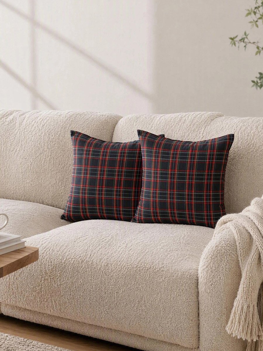 Pack of 2 - Plaid Cushion Cover, 45x45cm