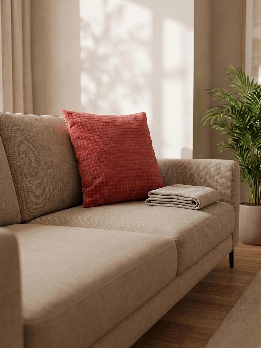 1-Piece Textured Cushion Cover 100% Cotton, 45x45cm