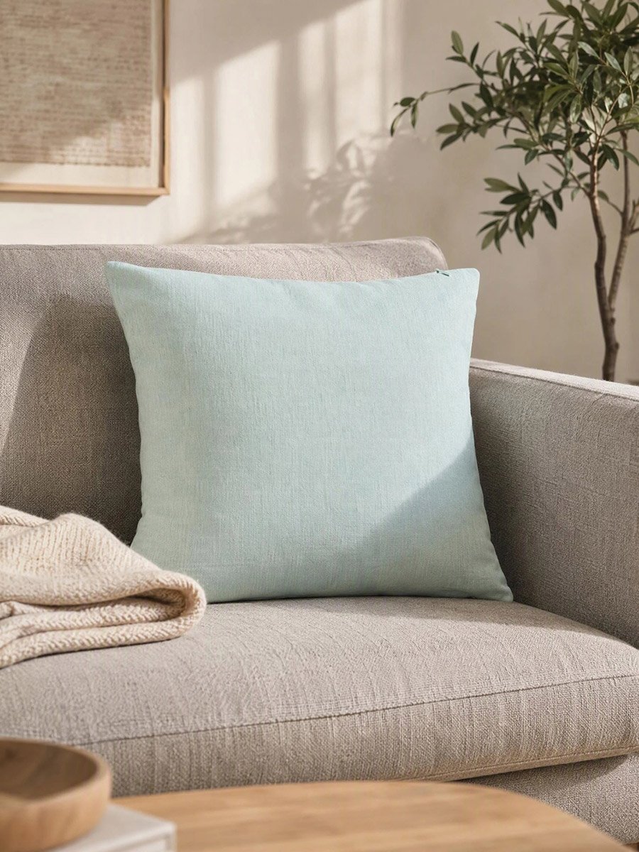 1-Piece Cotton Cushion Cover with Pom-Pom Trim 45x45cm