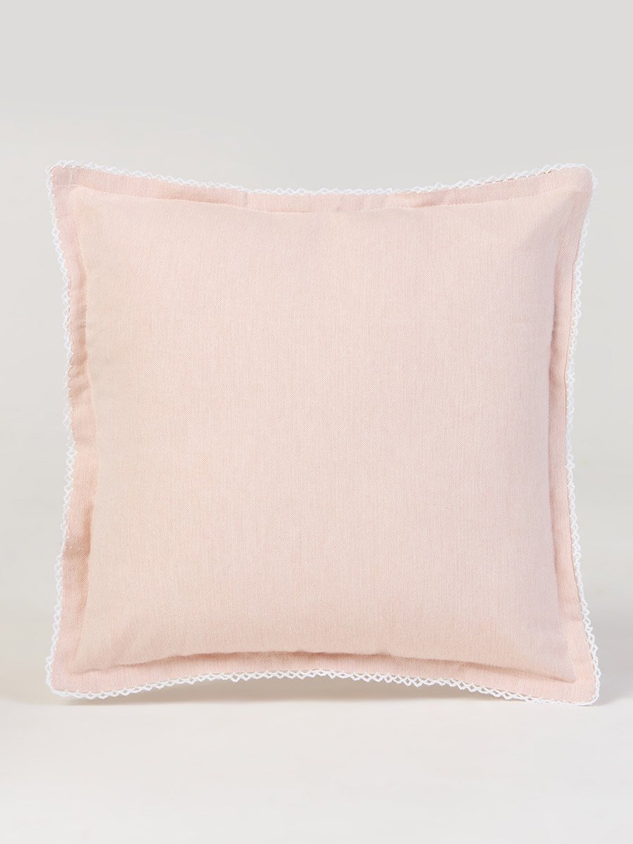 1-Piece Cotton Cushion Cover with Pom-Pom Trim 45x45cm