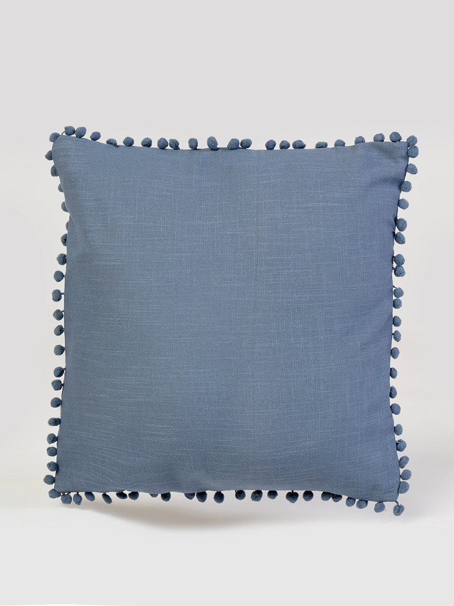 1-Piece Cotton Cushion Cover with Pom-Pom Trim 45x45cm