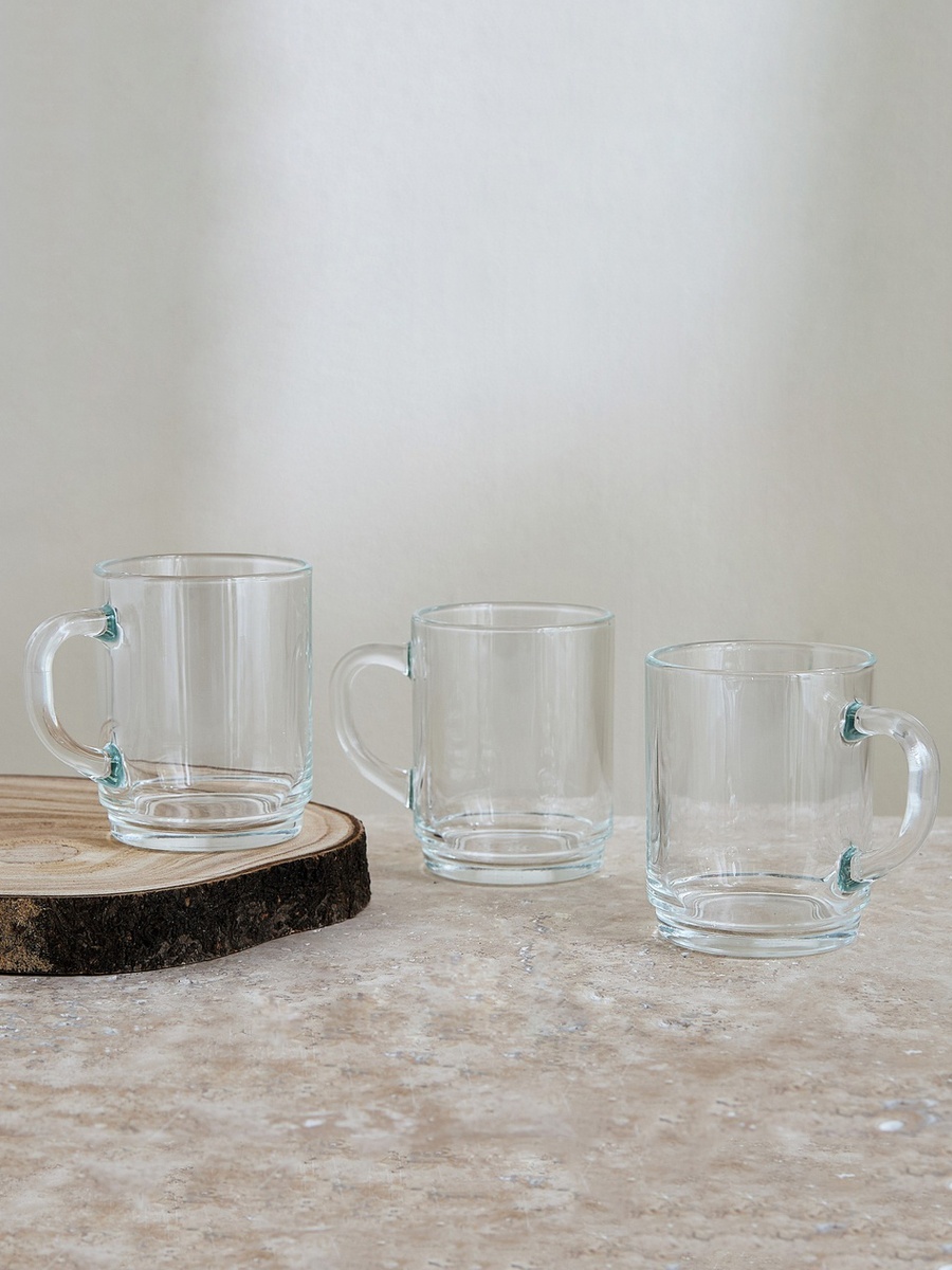 Conique 3-Piece Glass Mug Set - 250 ml