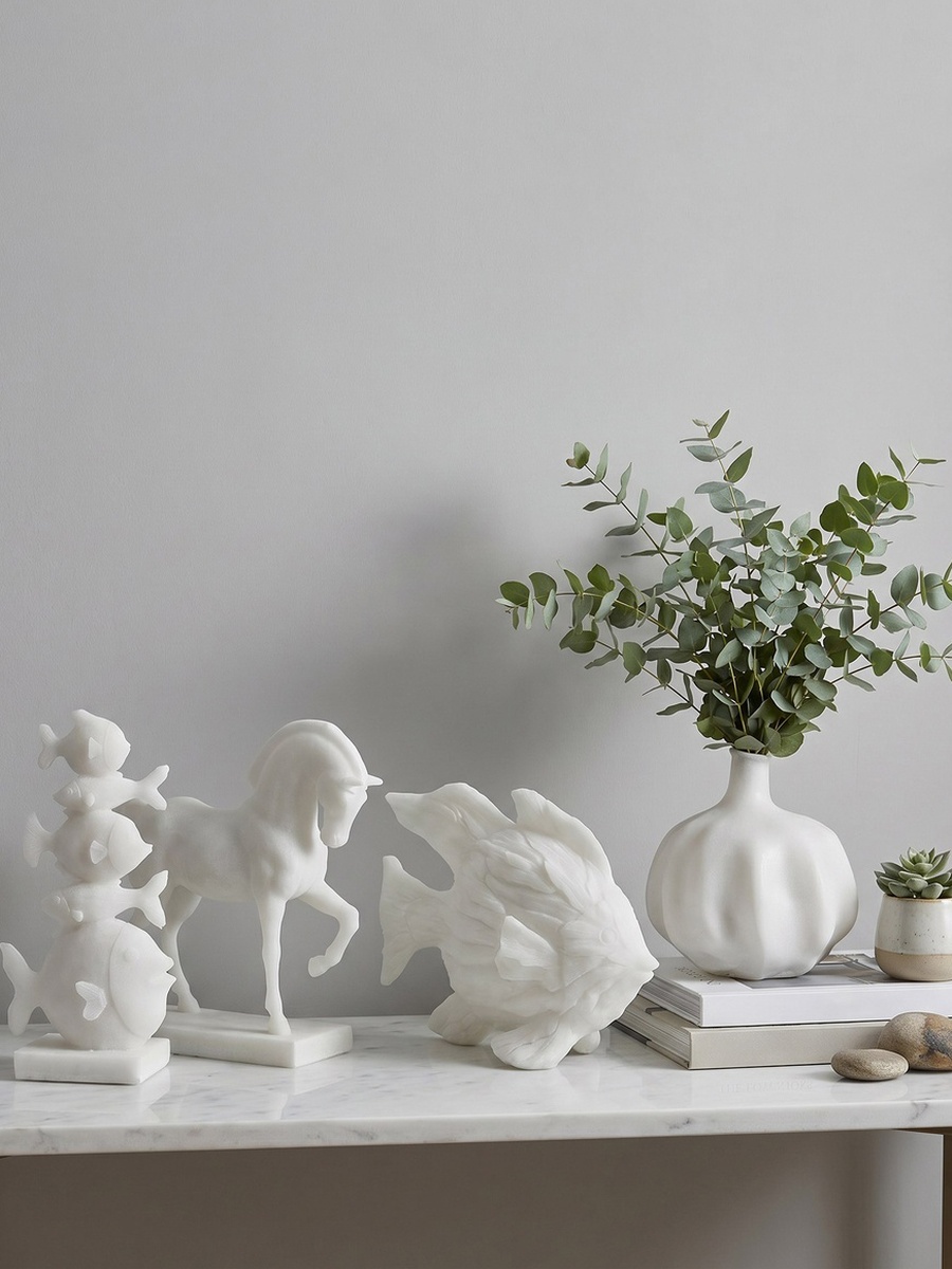 Clifford Ora Monochrome Luxe Marble Decorative Vase - 21.7x20x21.5 cm