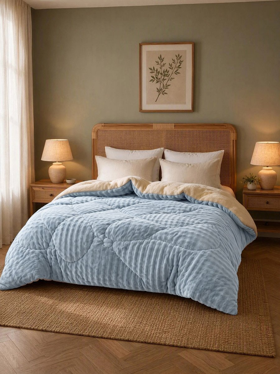1-Piece Polyester Quilt Cover Comforter Set - Light Blue, 150x200cm