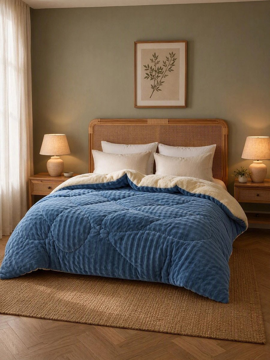 1-Piece Polyester Quilt Cover Comforter Set - Medium Blue, 150x200cm