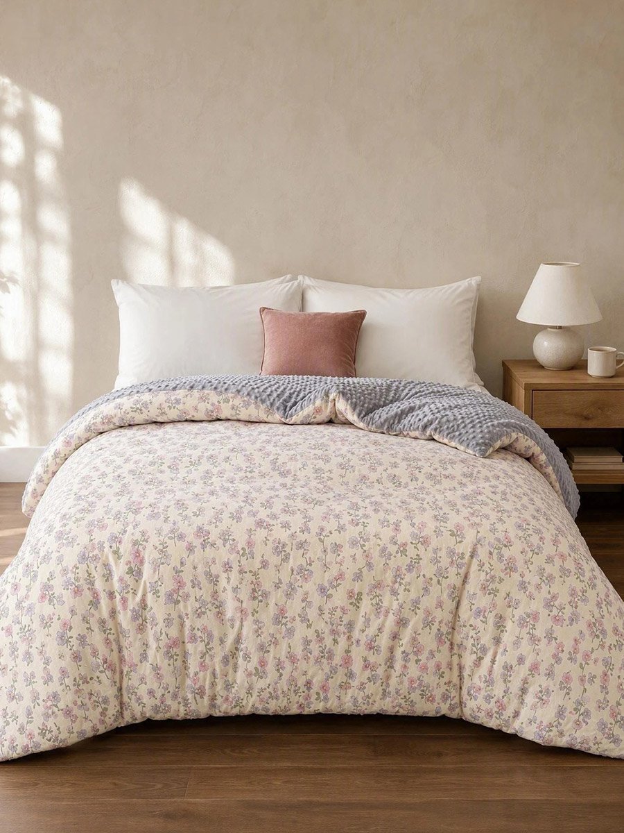 1-Peice Floral Print Comforter - Purple, 150x200 cm