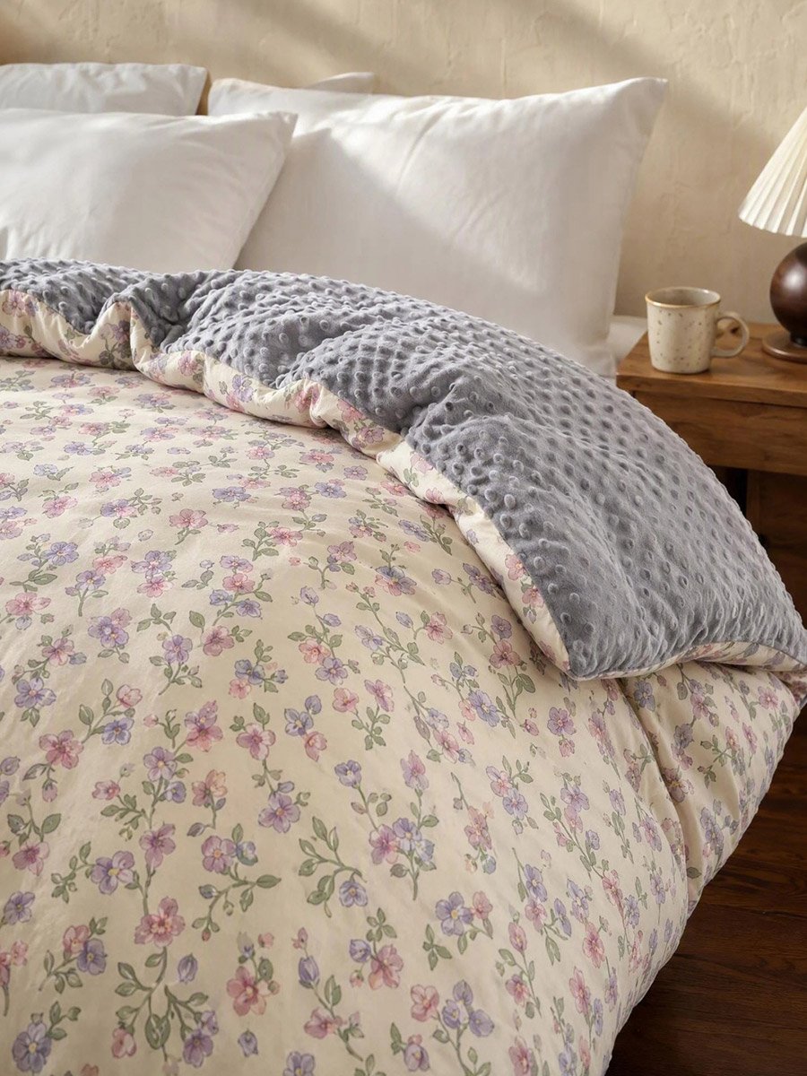 1-Peice Floral Print Comforter - Purple, 150x200 cm
