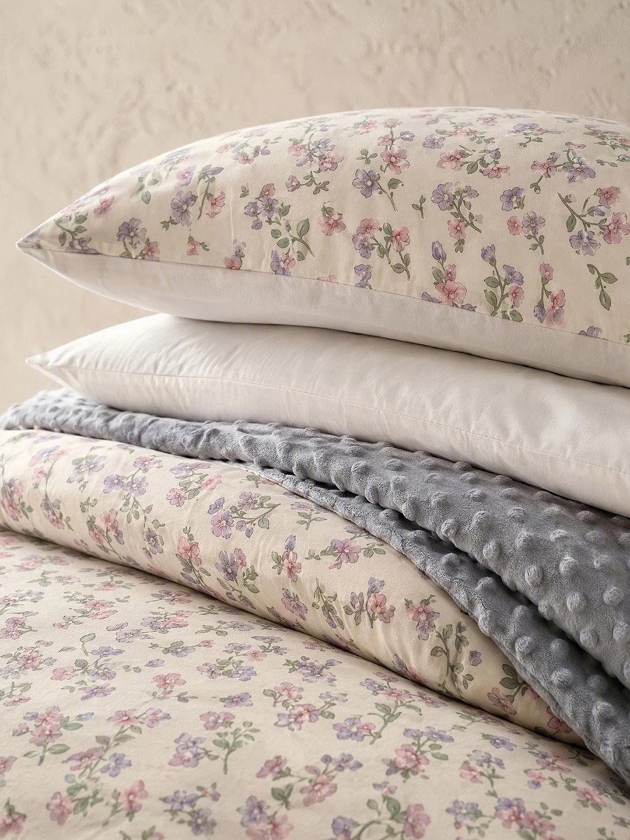 1-Peice Floral Print Comforter - Purple, 150x200 cm