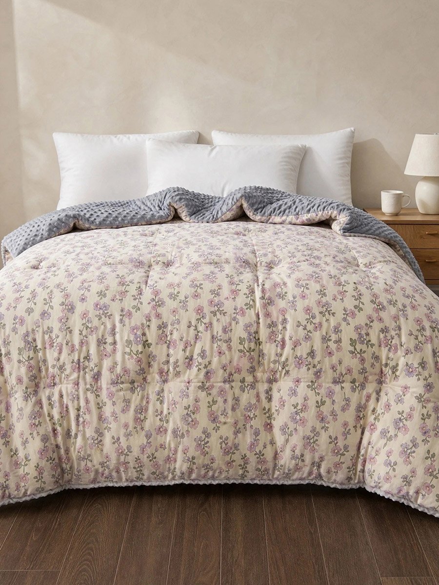 1-Peice Floral Print Comforter - Purple, 150x200 cm