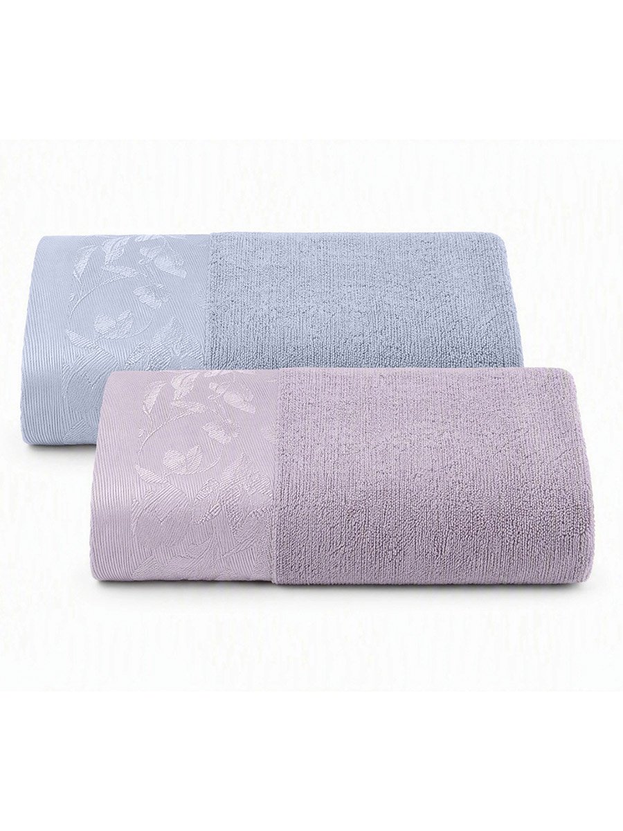 Pack of 2 - Embroidered Bath Towels, Blue - 33x70cm