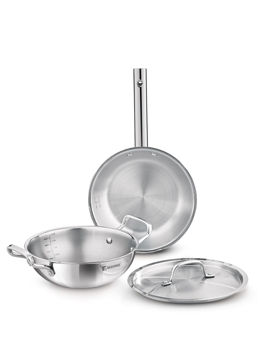 Tripro 3-Piece Triply Stainless Steel Cookware Set